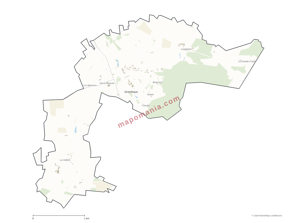 Carte de Grandvaux à personnaliser