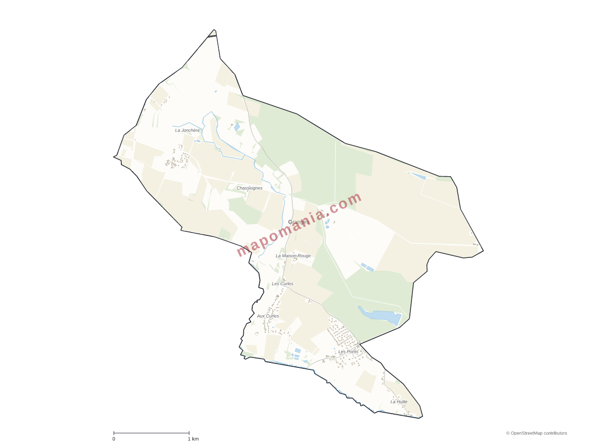 Carte de Granges à personnaliser