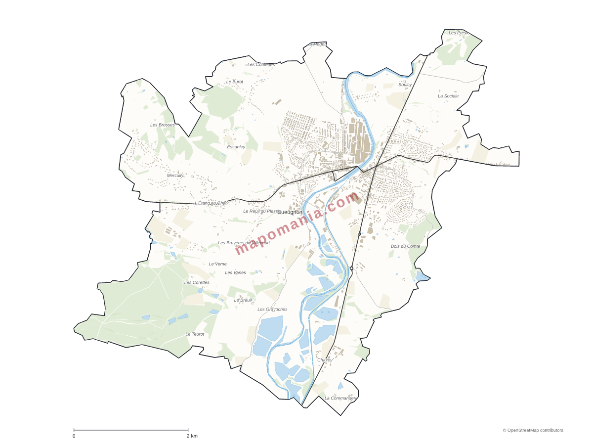 Carte de Gueugnon à personnaliser