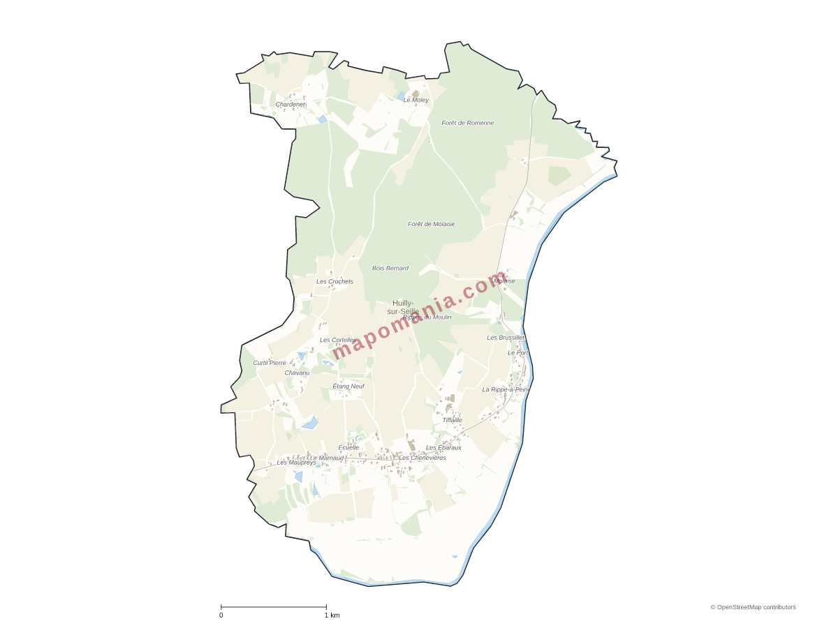 Carte de Huilly-sur-Seille à personnaliser
