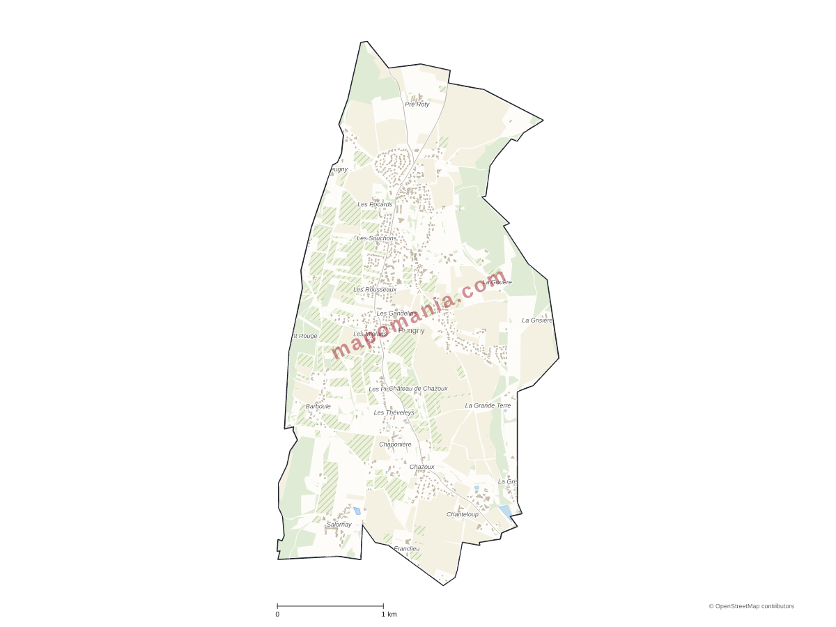 Carte de Hurigny à personnaliser
