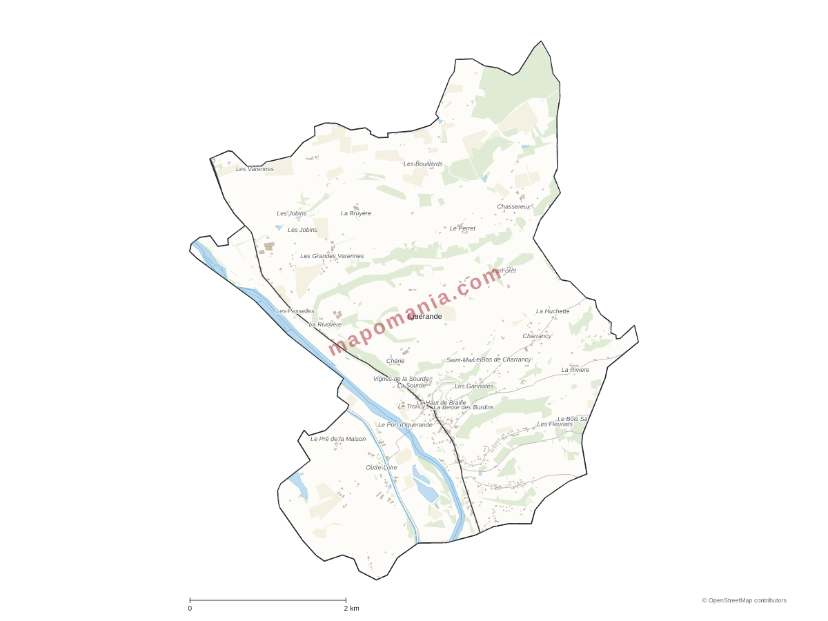 Carte de Iguerande à personnaliser