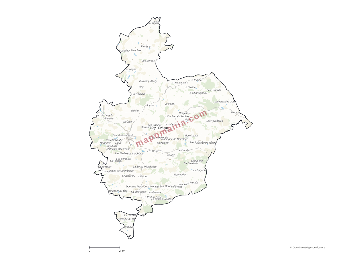 Carte de Issy-l'Évêque à personnaliser