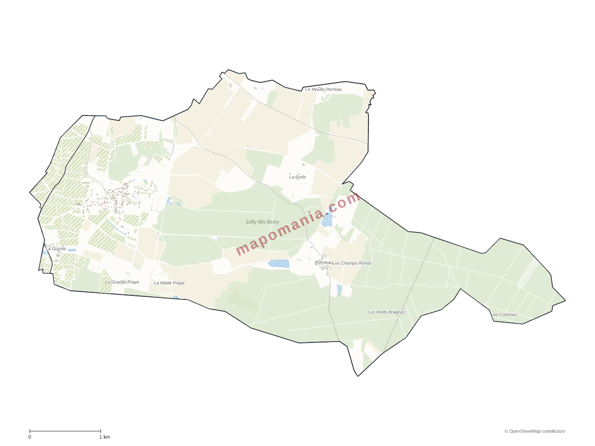 Carte de Jully-lès-Buxy à personnaliser