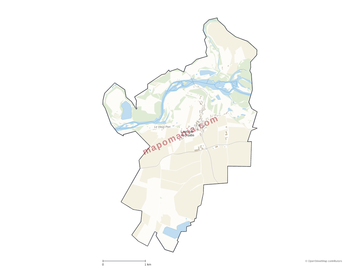 Carte de Lays-sur-le-Doubs à personnaliser