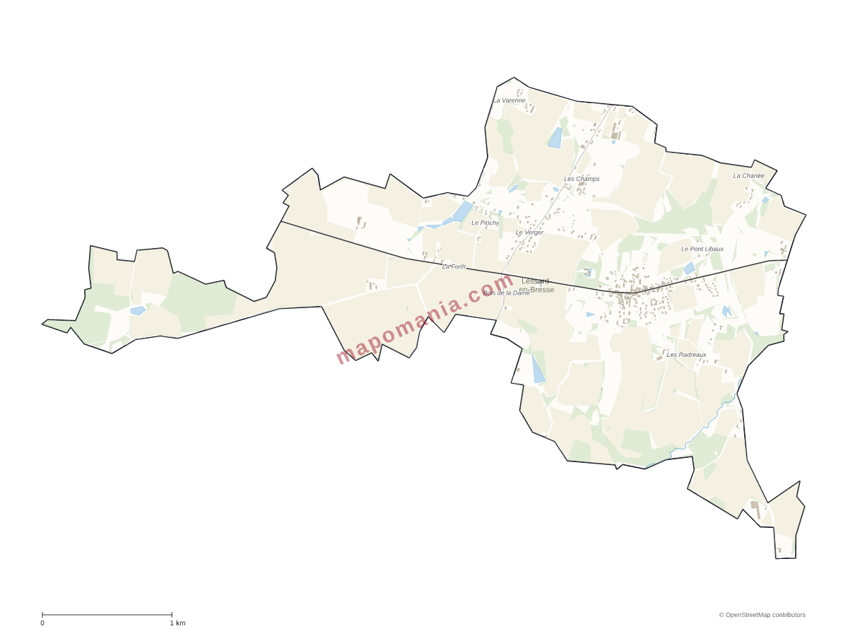 Carte de Lessard-en-Bresse à personnaliser