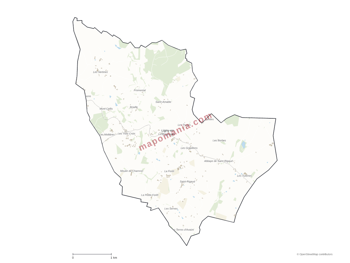 Carte de Ligny-en-Brionnais à personnaliser