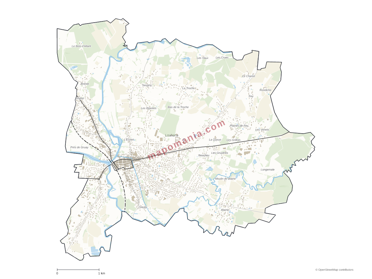 Carte de Louhans-Châteaurenaud à personnaliser