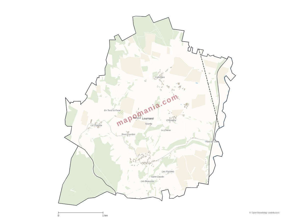 Carte de Lournand à personnaliser