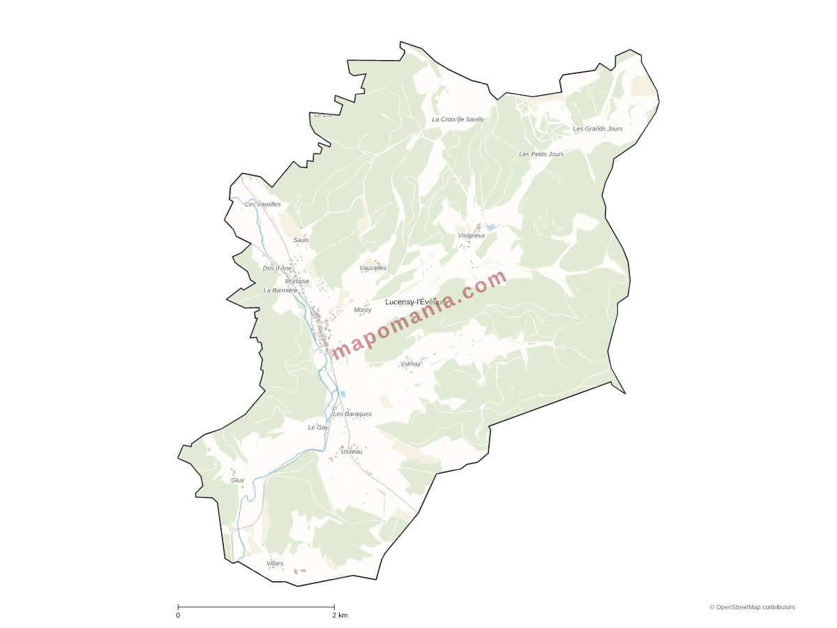Carte de Lucenay-l'Évêque à personnaliser