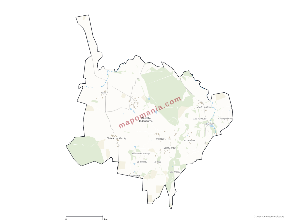 Carte de Marcilly-la-Gueurce à personnaliser