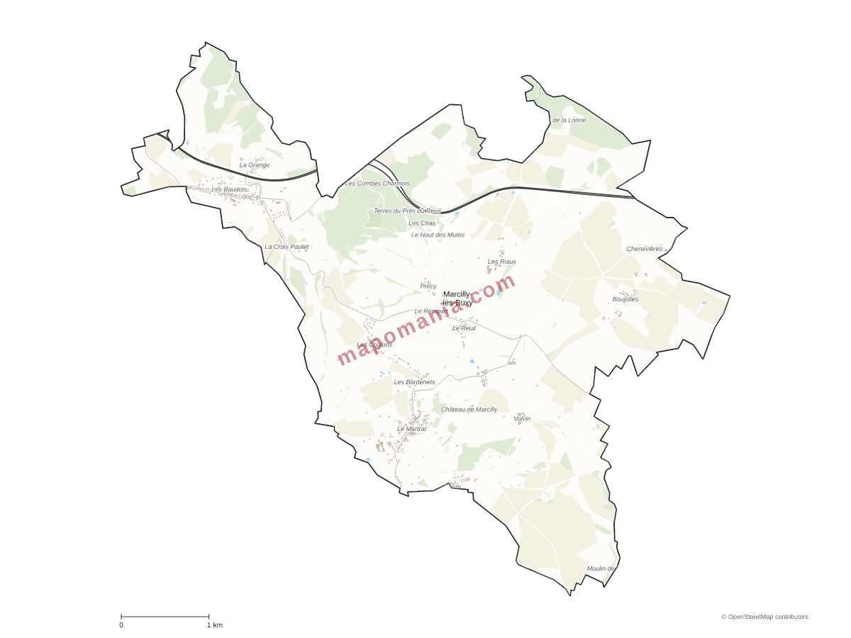 Carte de Marcilly-lès-Buxy à personnaliser