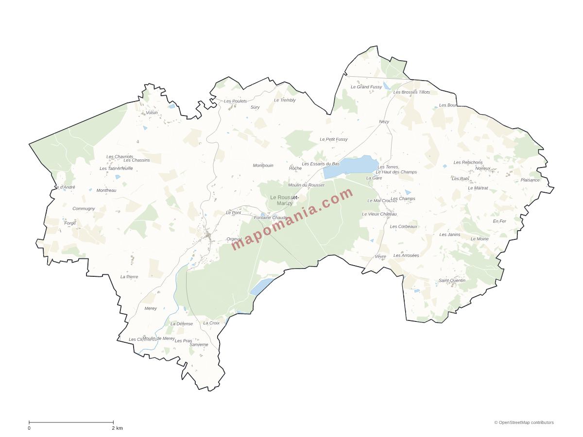 Carte de Le Rousset-Marizy à personnaliser