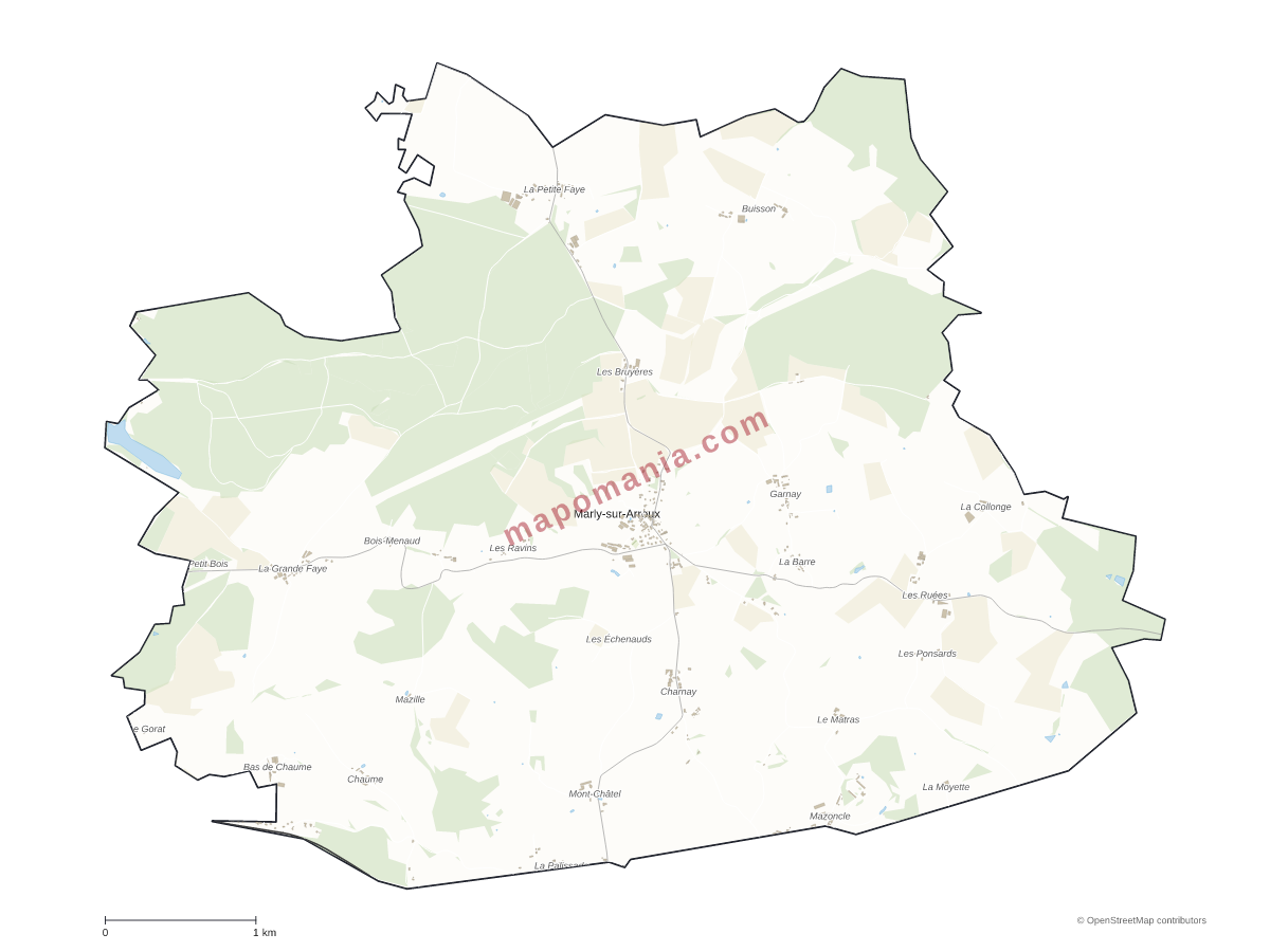 Carte de Marly-sur-Arroux à personnaliser