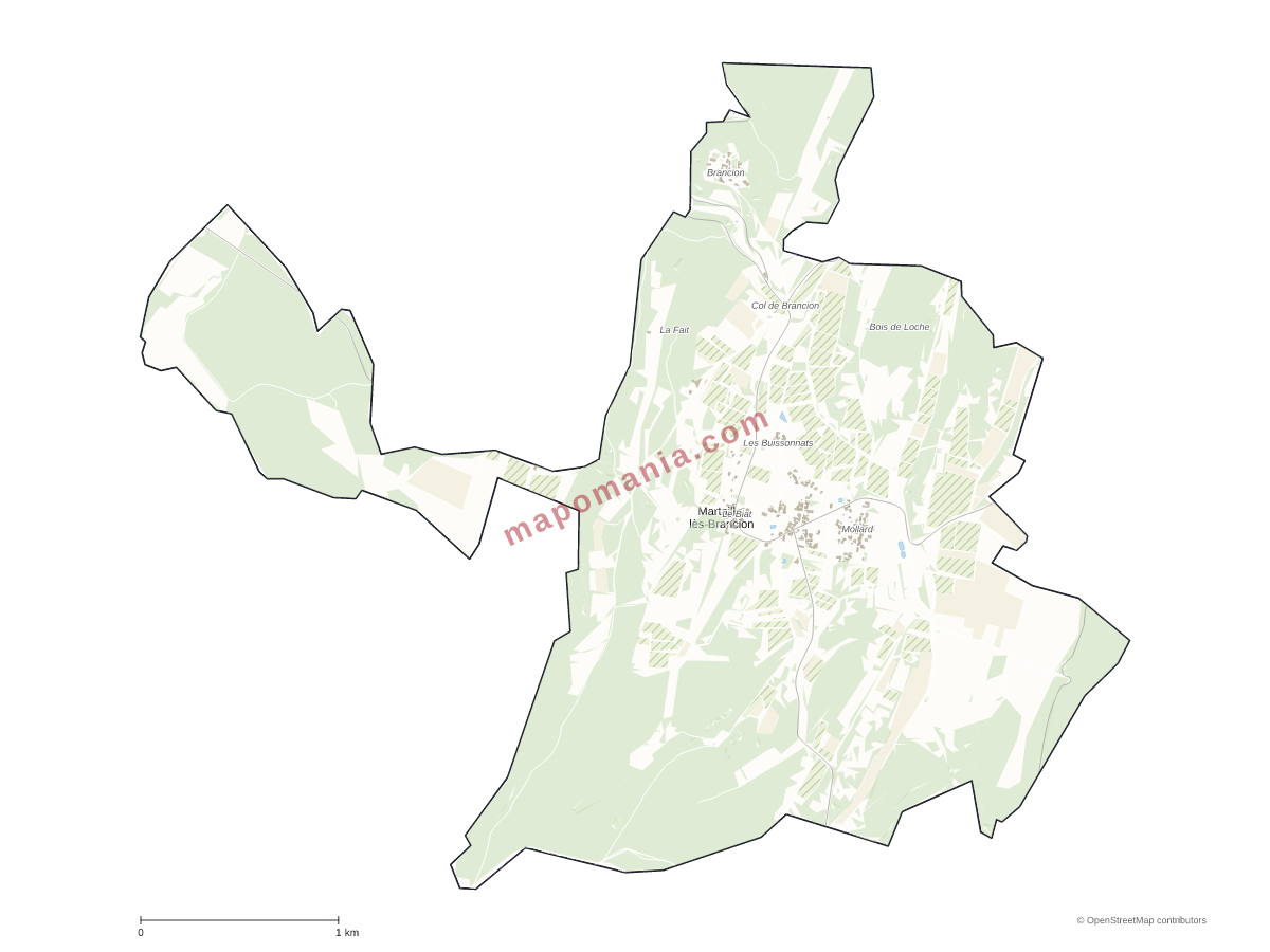 Carte de Martailly-lès-Brancion à personnaliser