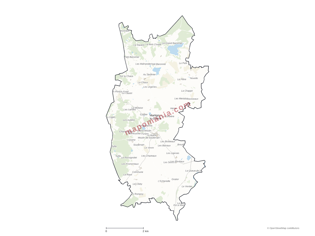 Carte de Martigny-le-Comte à personnaliser