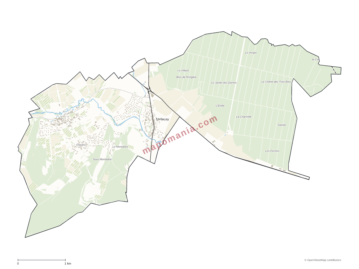 Carte de Mellecey à personnaliser