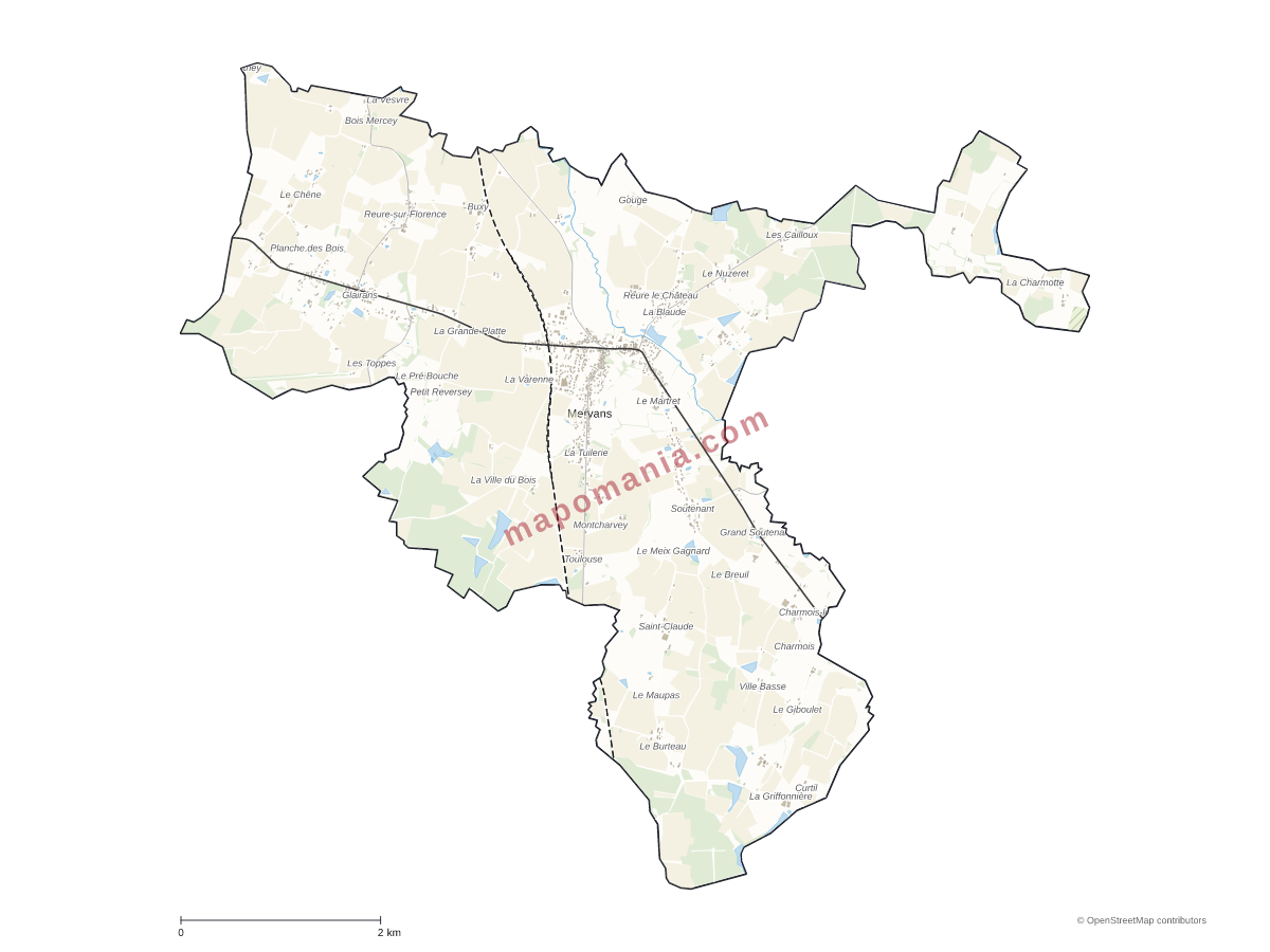 Carte de Mervans à personnaliser