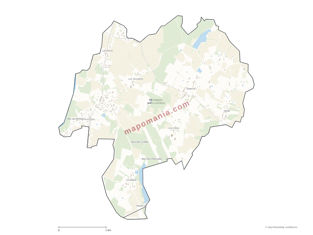 Carte de Montagny-près-Louhans à personnaliser