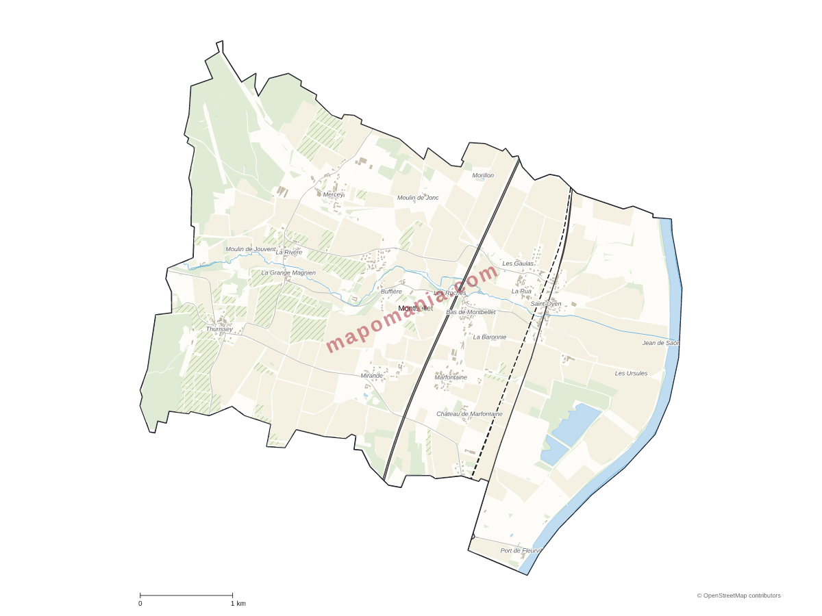 Carte de Montbellet à personnaliser
