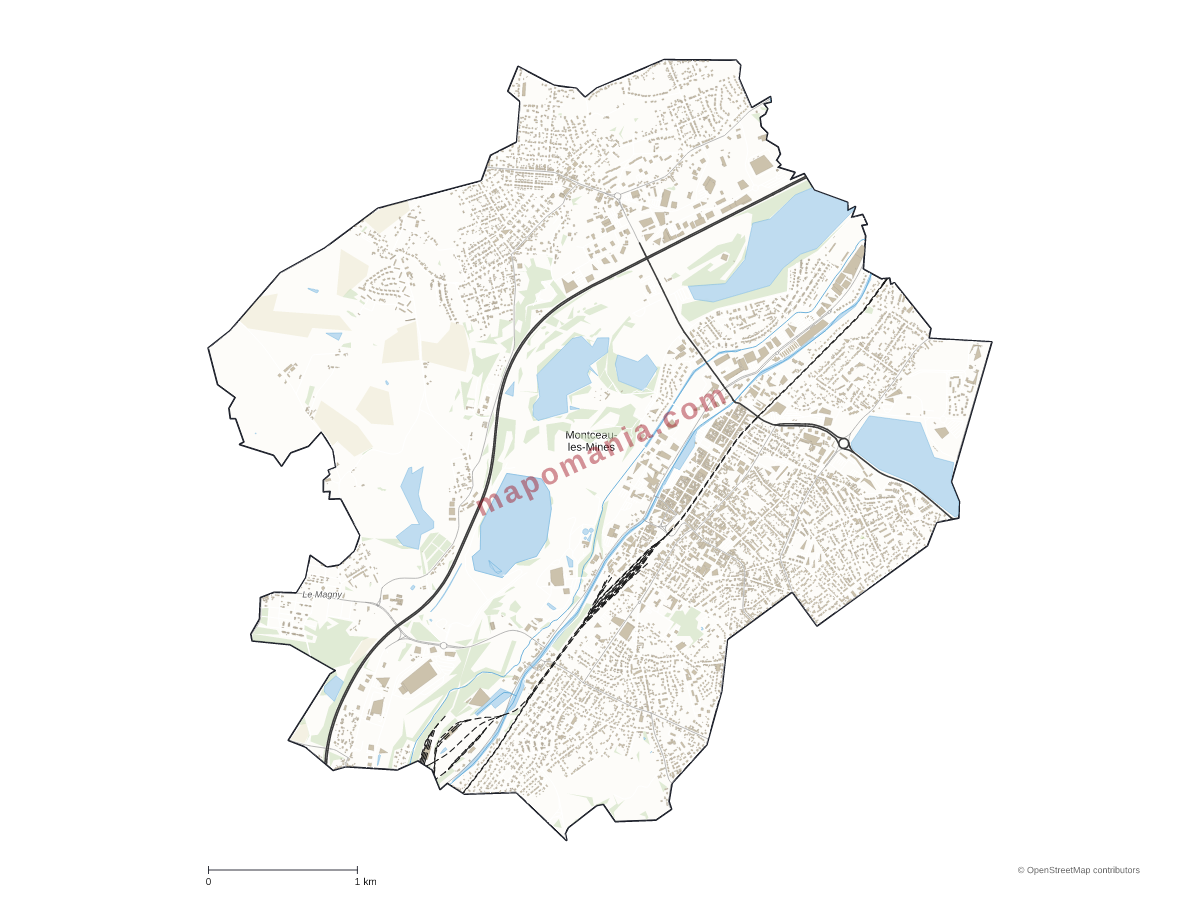 Carte de Montceau-les-Mines à personnaliser