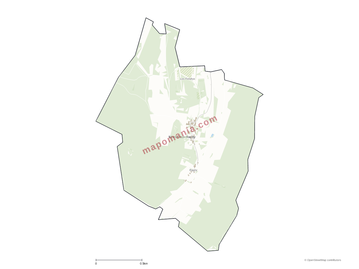 Carte de Montceaux-Ragny à personnaliser