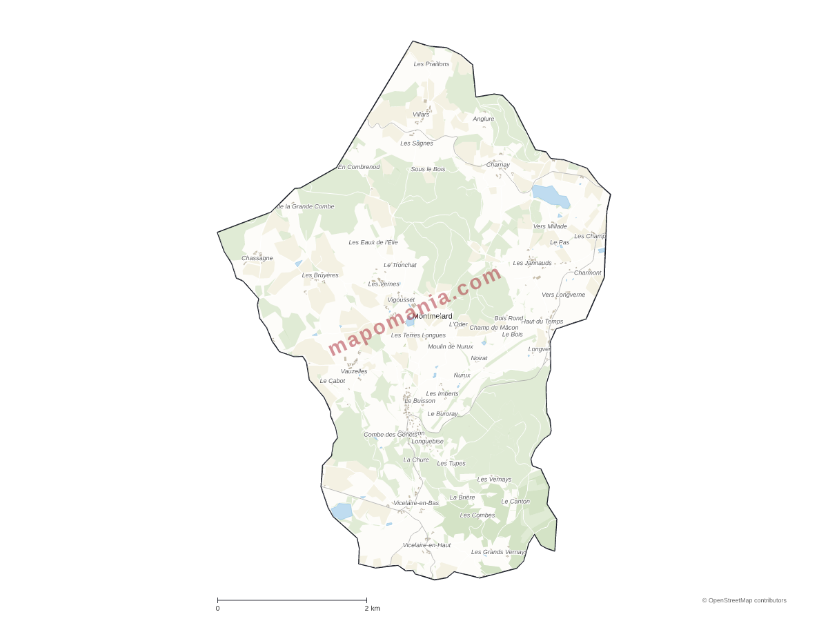 Carte de Montmelard à personnaliser