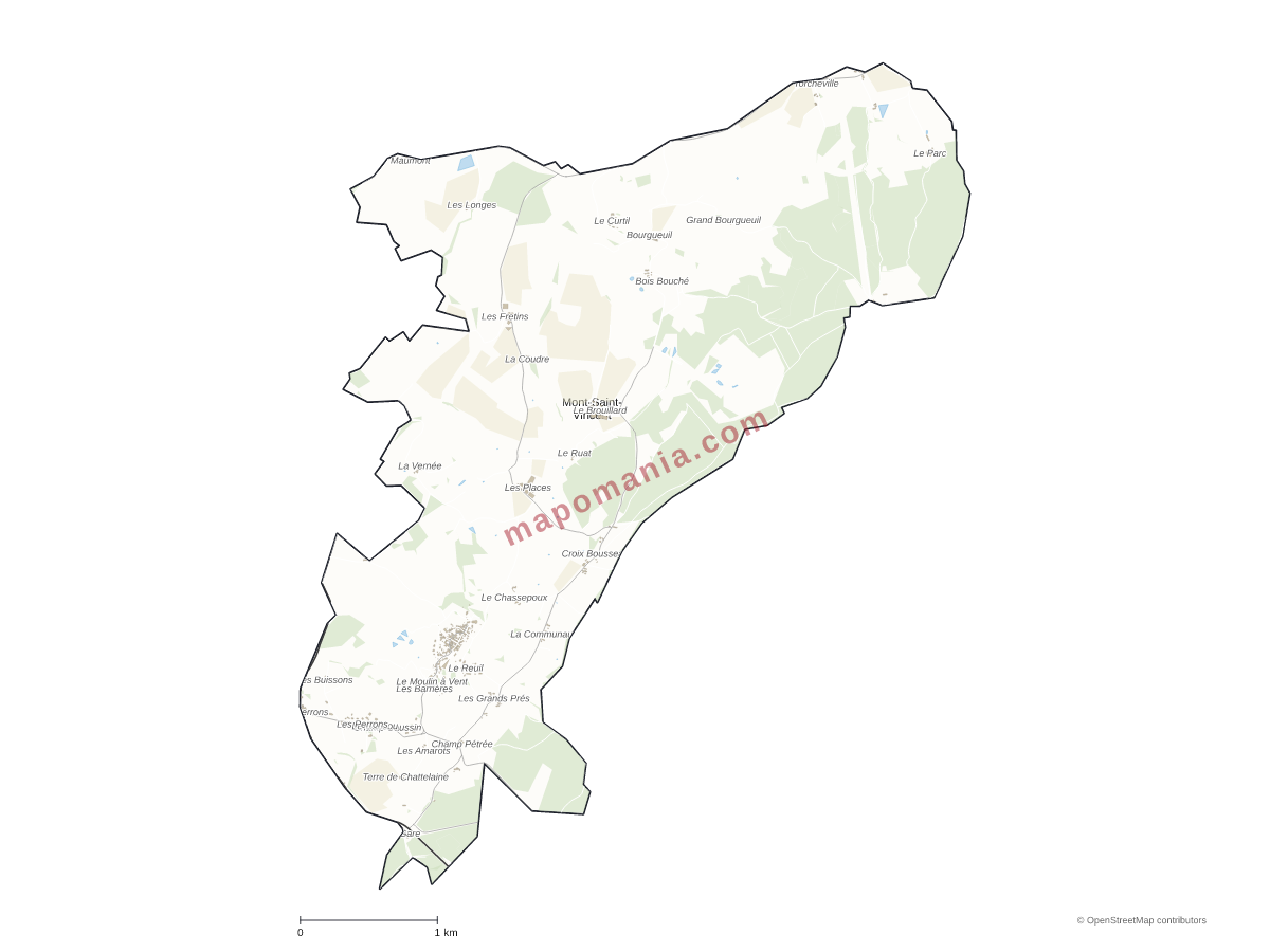 Carte de Mont-Saint-Vincent à personnaliser