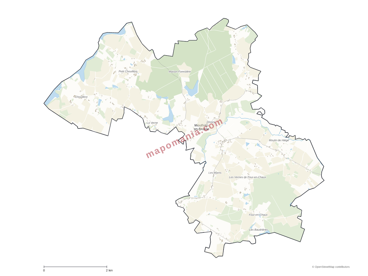 Carte de Mouthier-en-Bresse à personnaliser