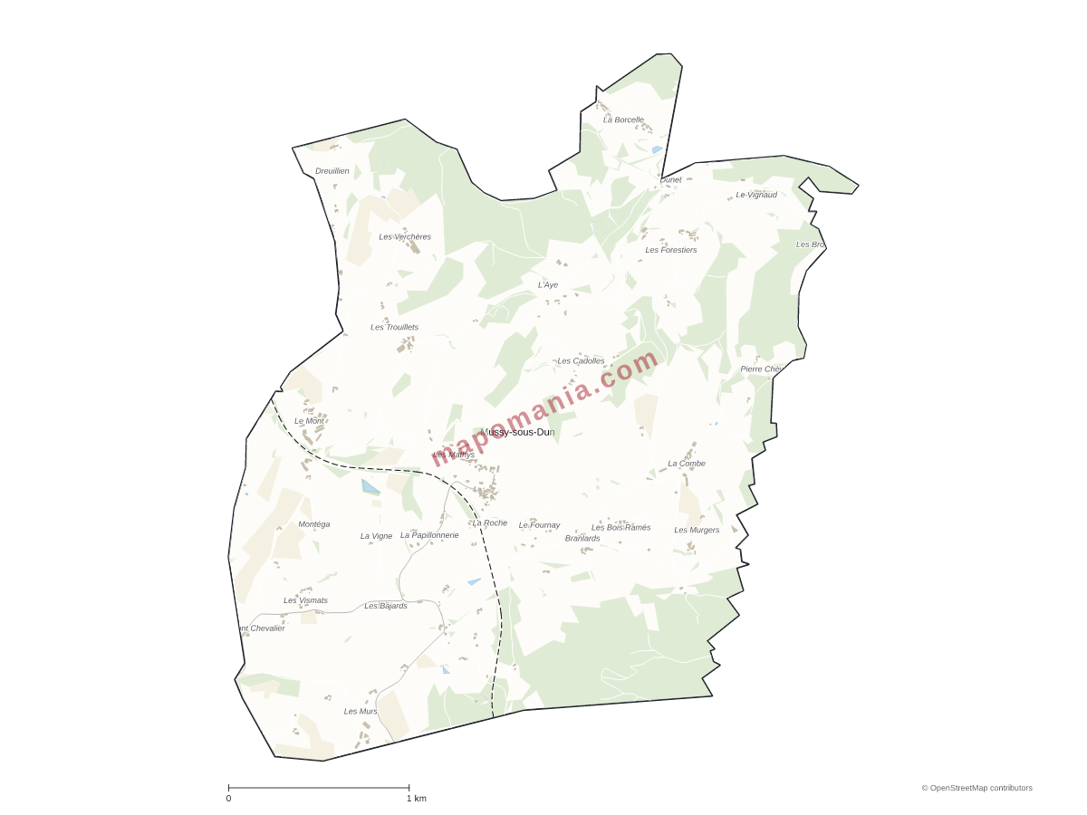 Carte de Mussy-sous-Dun à personnaliser