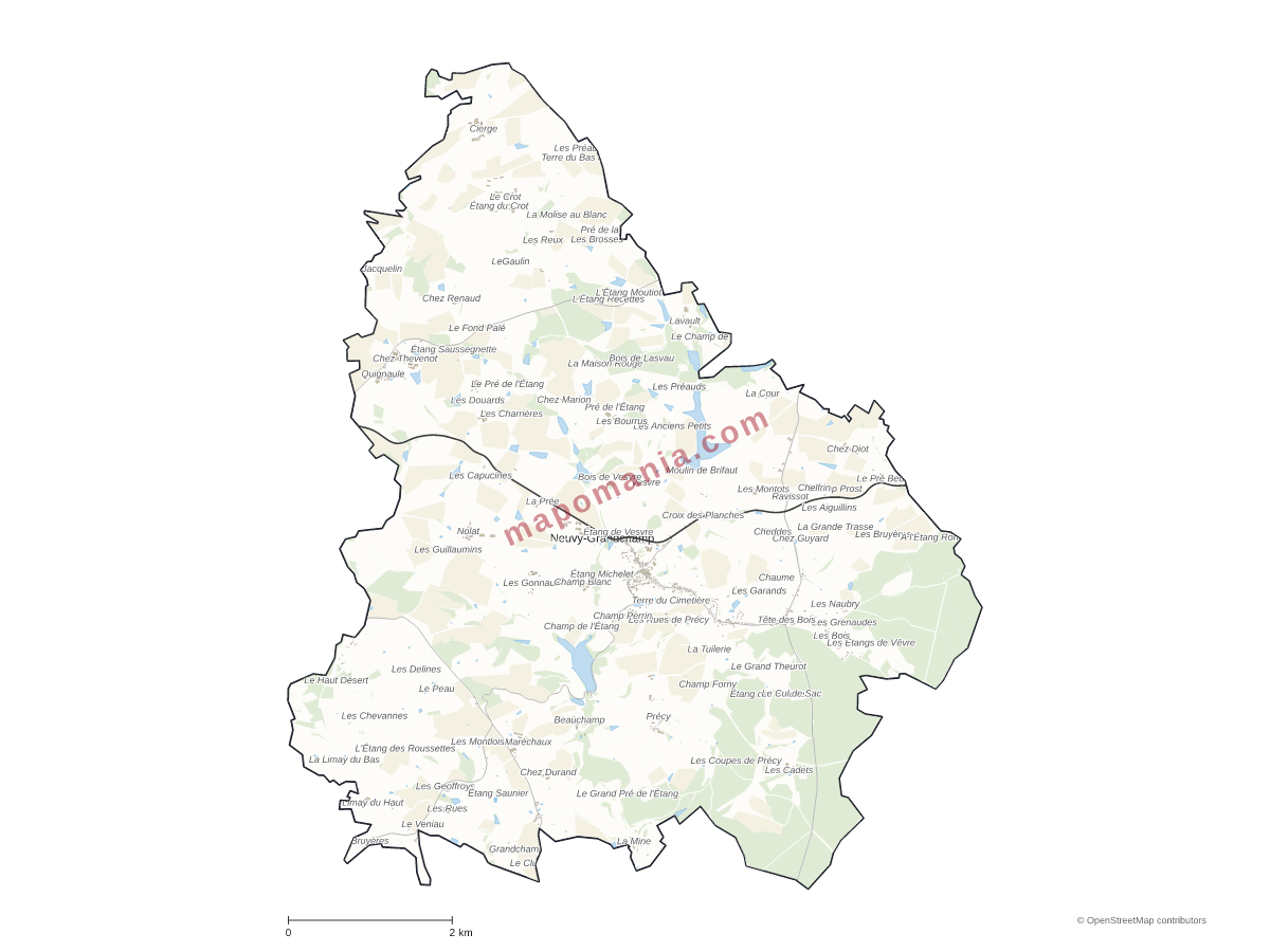 Carte de Neuvy-Grandchamp à personnaliser