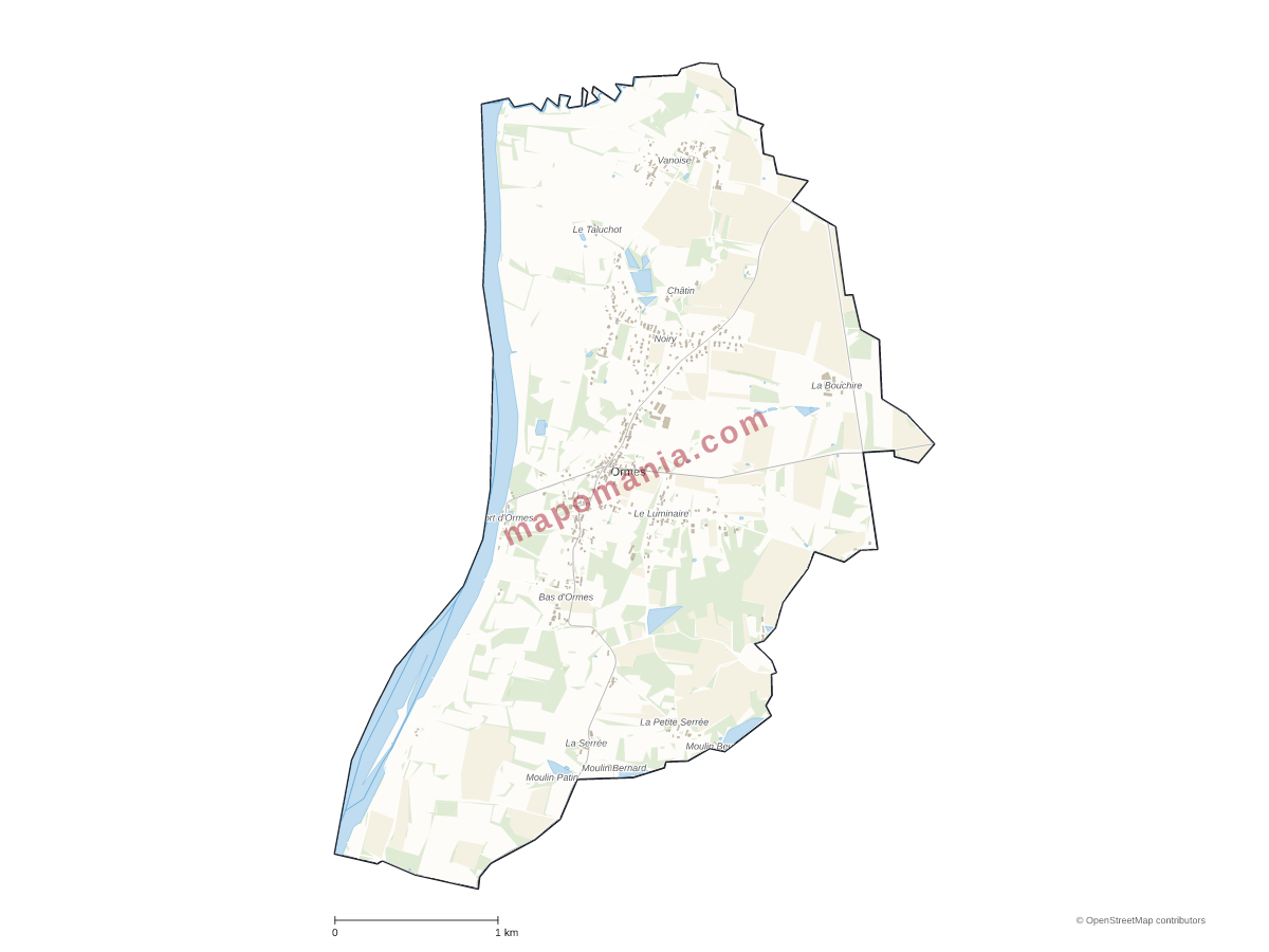 Carte de Ormes à personnaliser