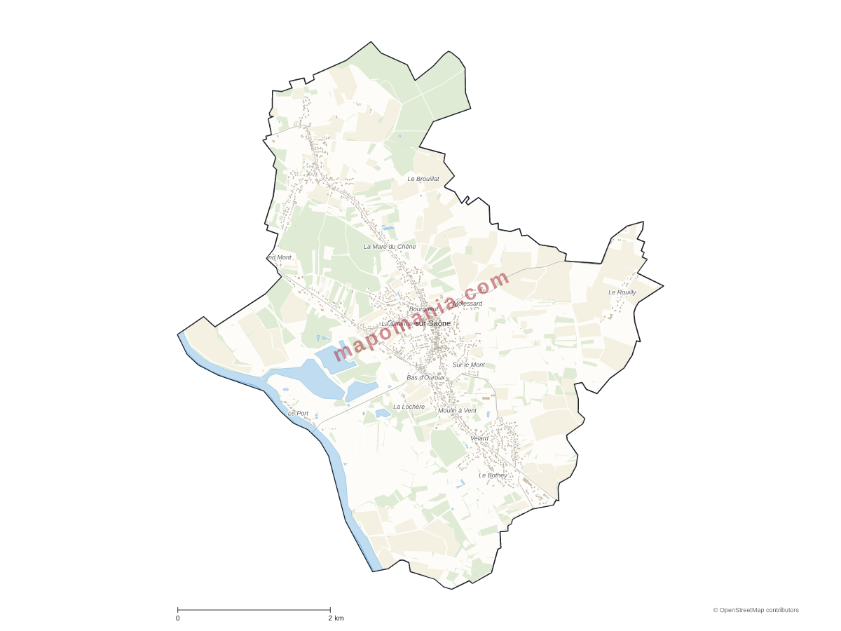 Carte de Ouroux-sur-Saône à personnaliser