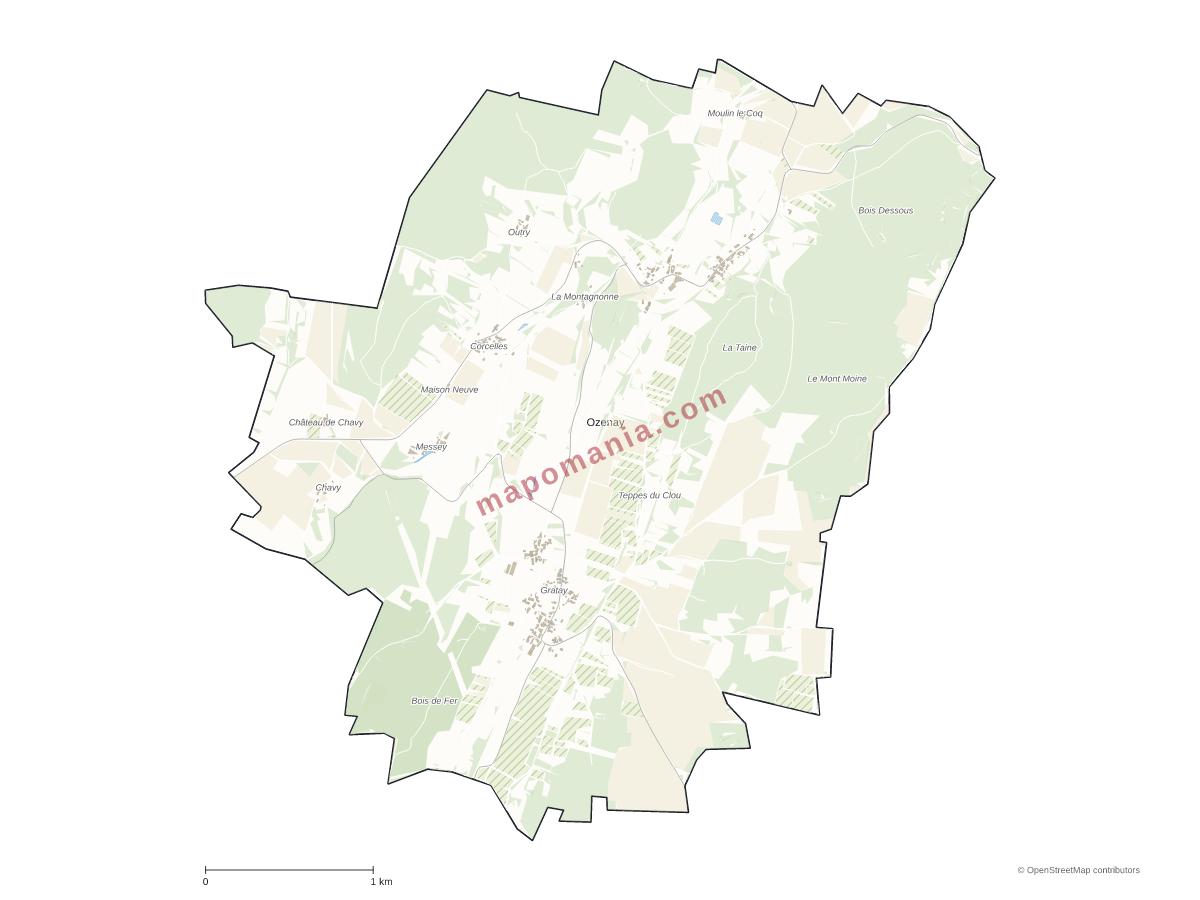 Carte de Ozenay à personnaliser