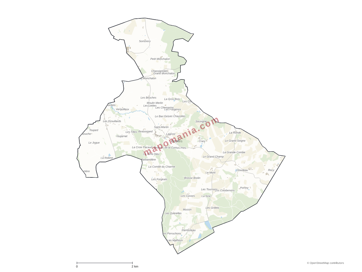 Carte de Ozolles à personnaliser