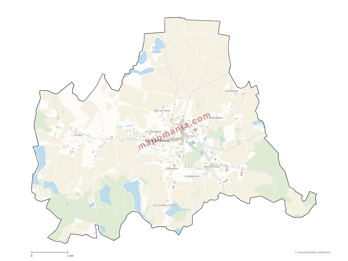Carte de Pierre-de-Bresse à personnaliser