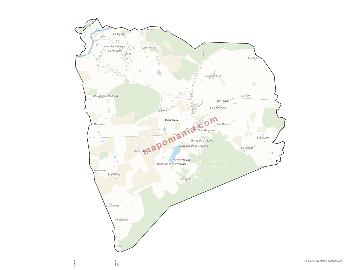 Carte de Pouilloux à personnaliser