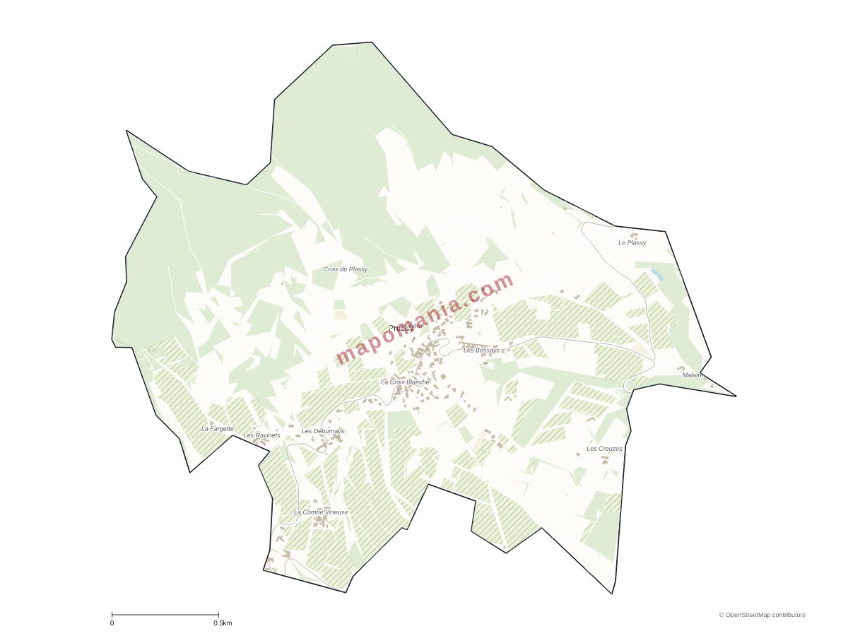 Carte de Pruzilly à personnaliser