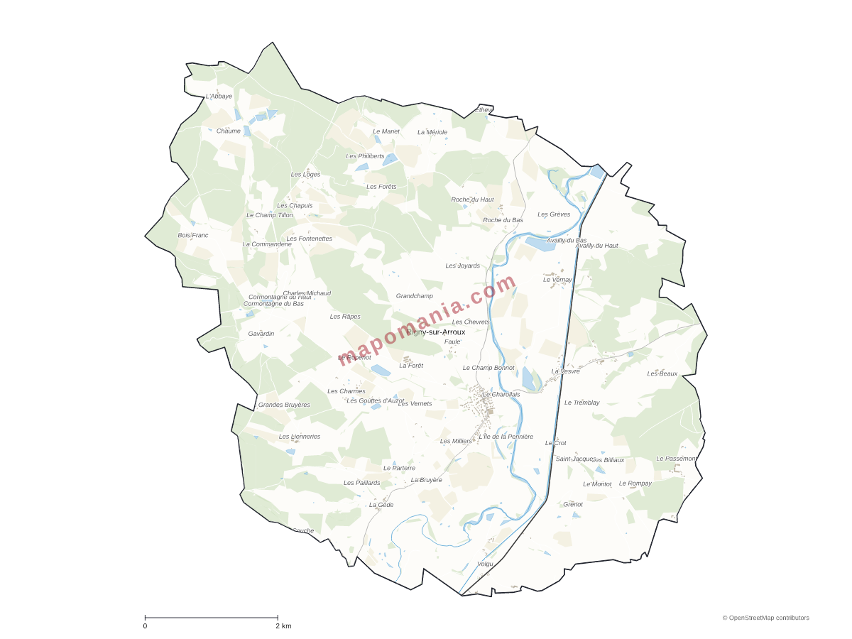 Carte de Rigny-sur-Arroux à personnaliser
