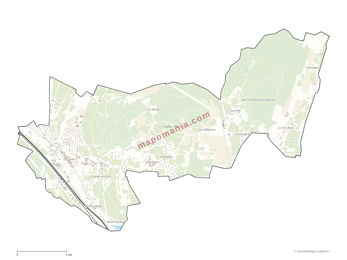 Carte de La Roche-Vineuse à personnaliser