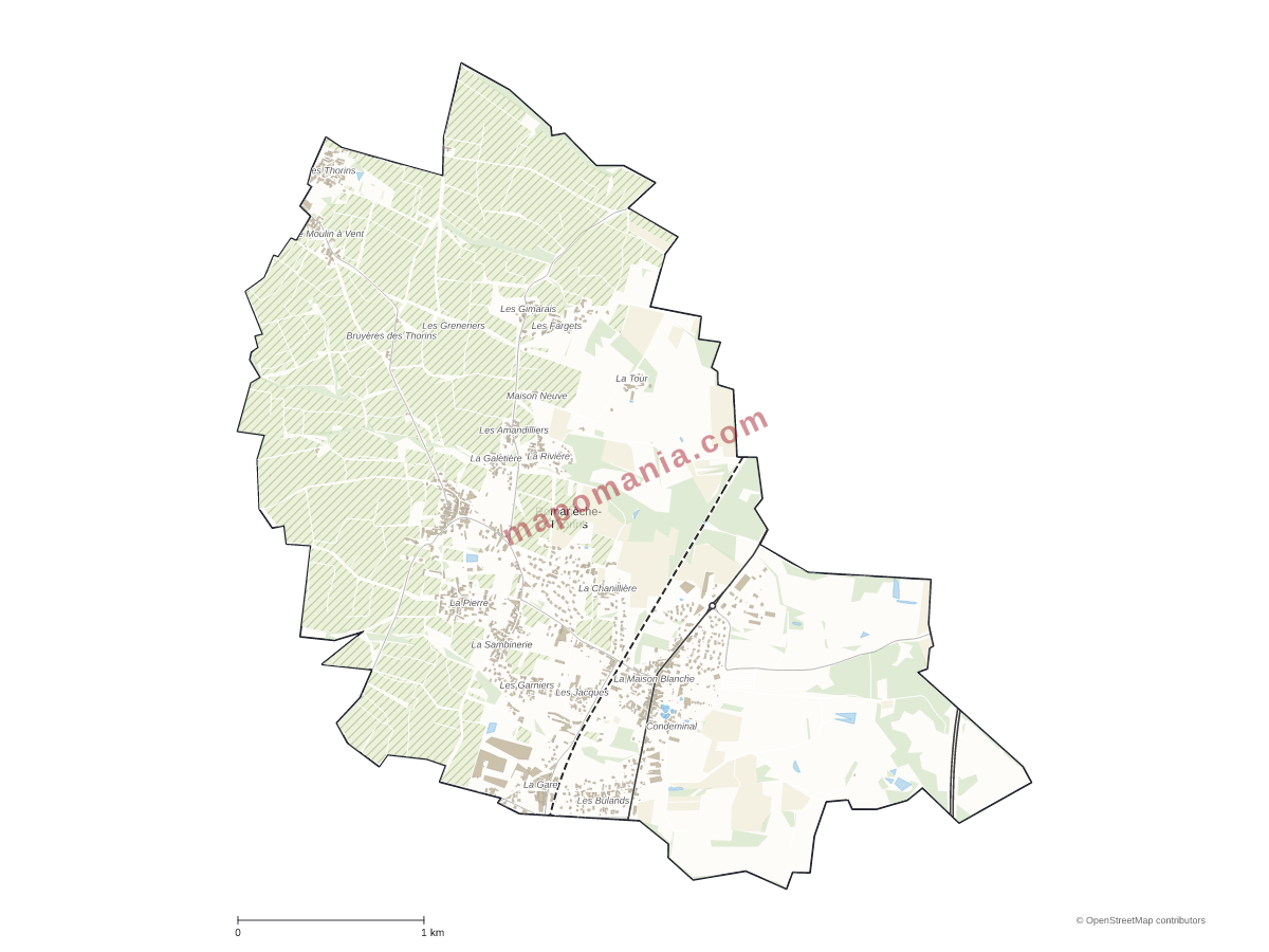 Carte de Romanèche-Thorins à personnaliser