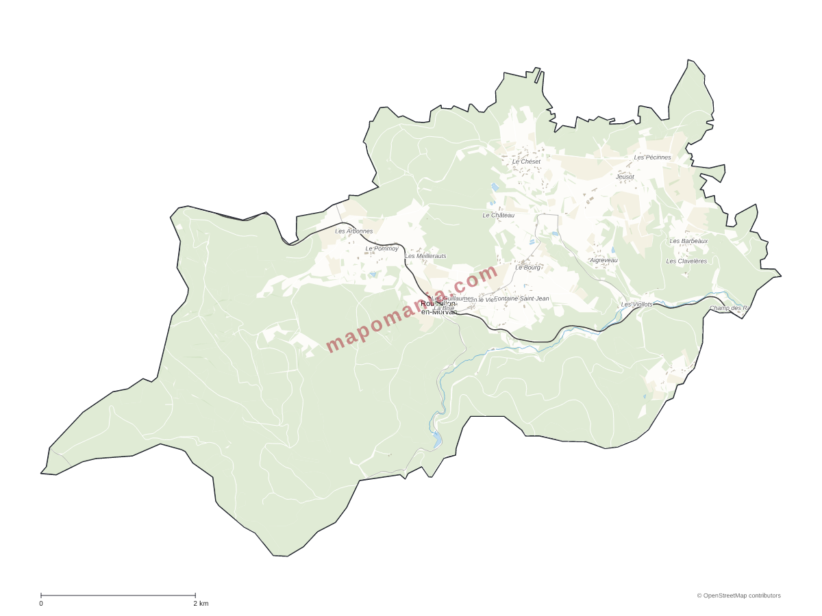 Carte de Roussillon-en-Morvan à personnaliser