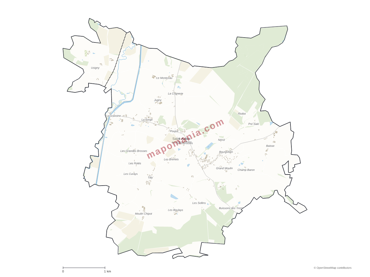 Carte de Saint-Aubin-en-Charollais à personnaliser