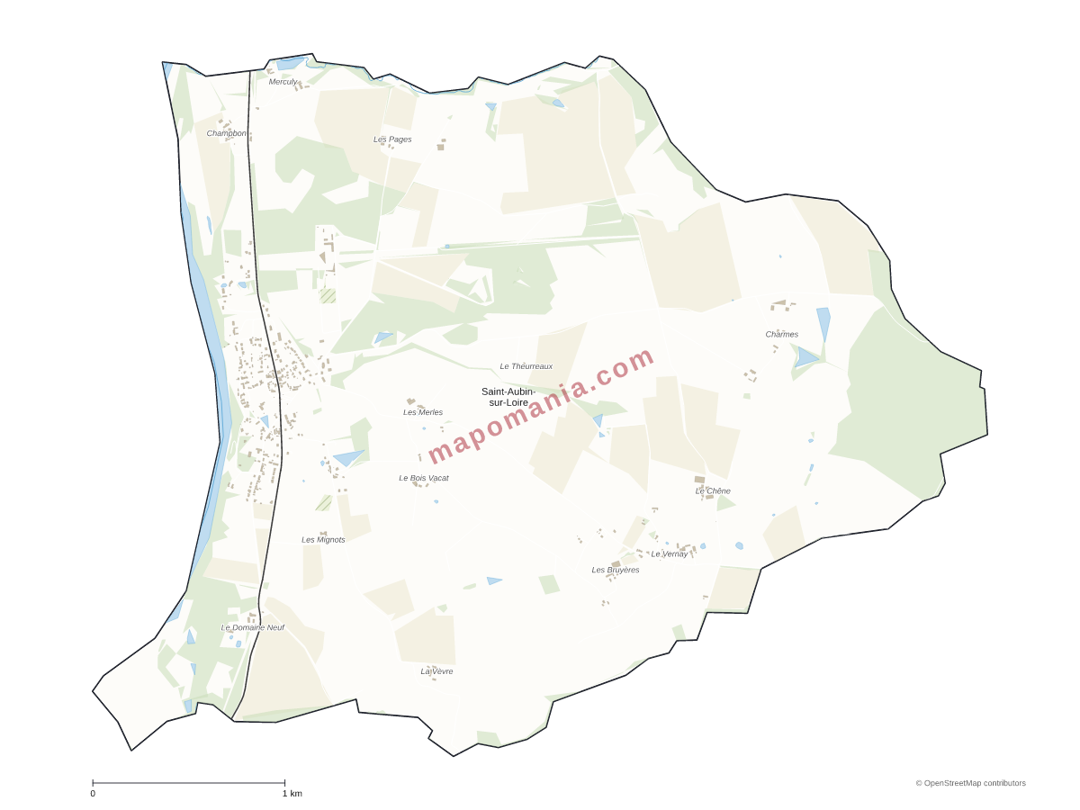 Carte de Saint-Aubin-sur-Loire à personnaliser