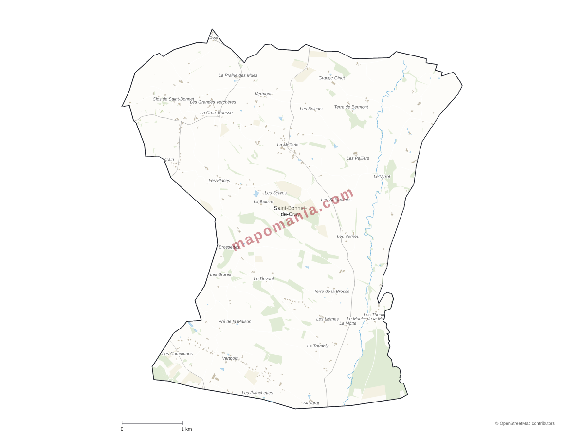 Carte de Saint-Bonnet-de-Cray à personnaliser
