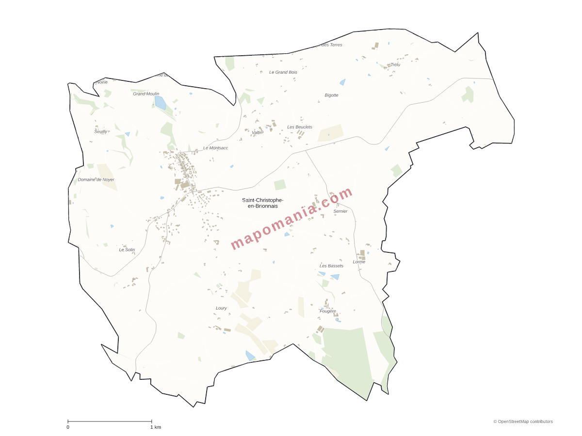 Carte de Saint-Christophe-en-Brionnais à personnaliser