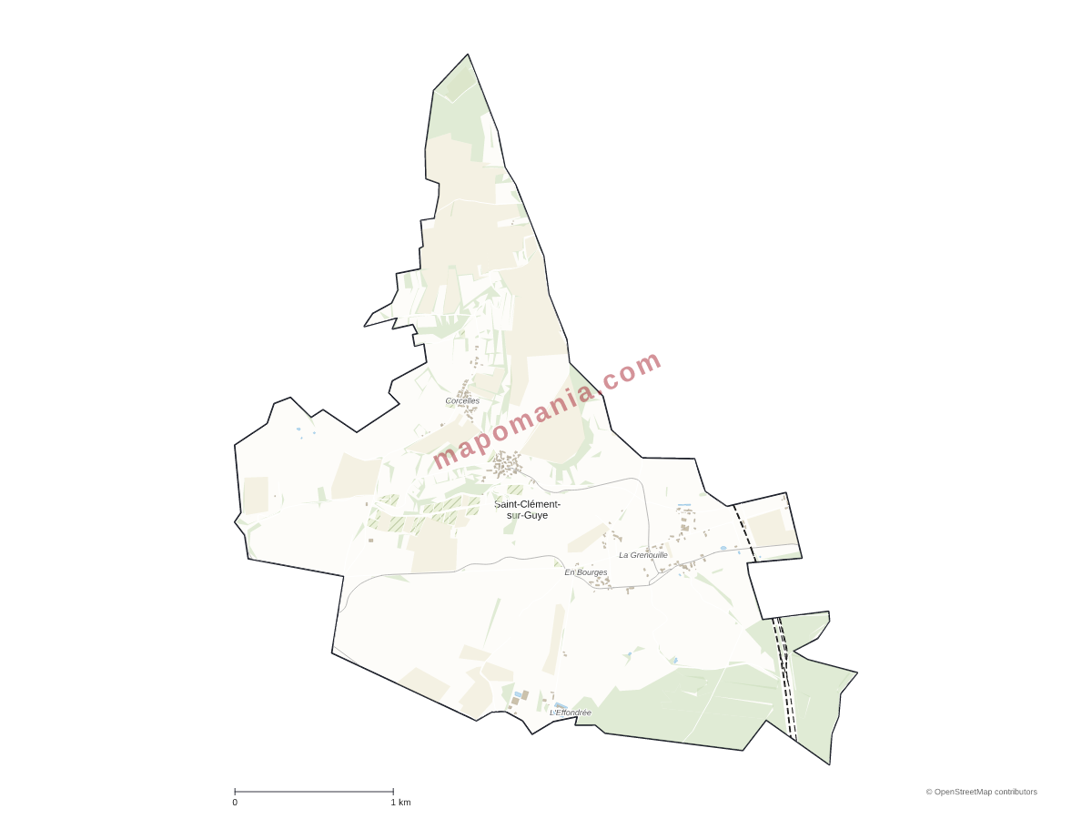 Carte de Saint-Clément-sur-Guye à personnaliser