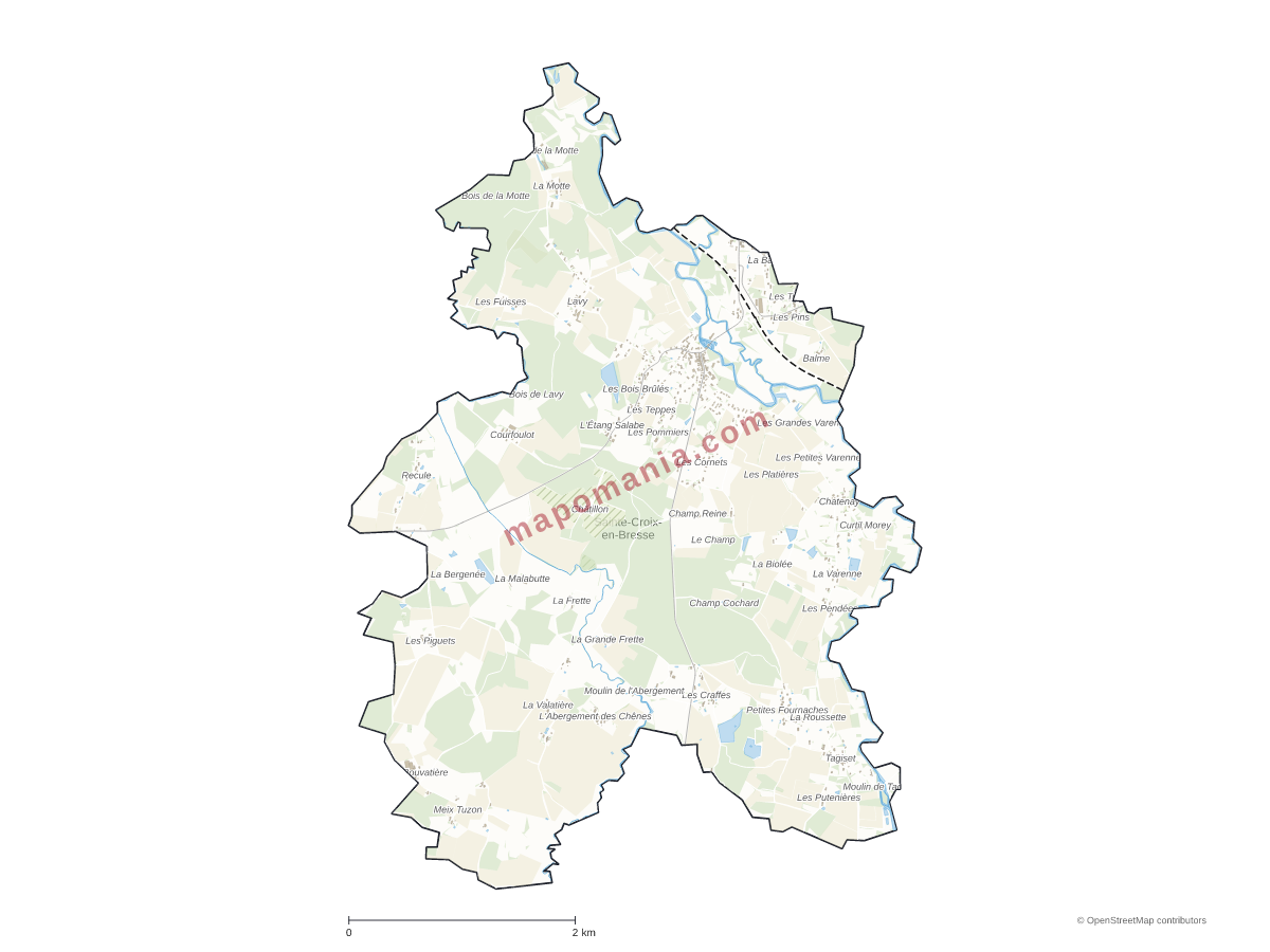 Carte de Sainte-Croix-en-Bresse à personnaliser
