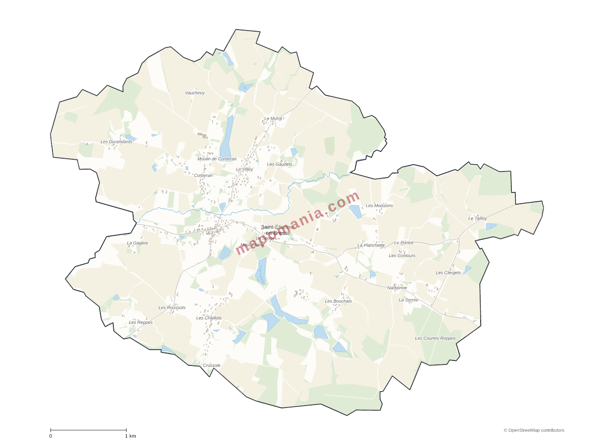 Carte de Saint-Étienne-en-Bresse à personnaliser