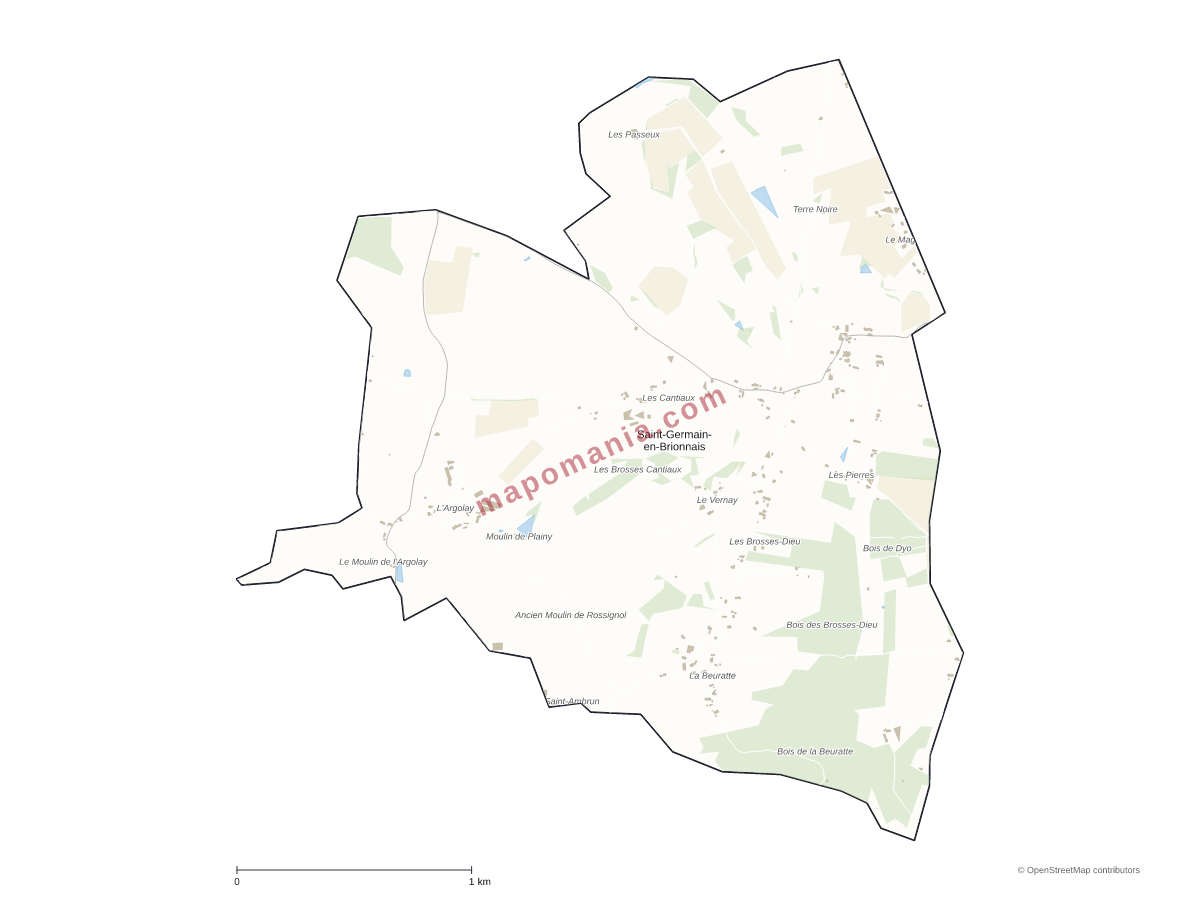 Carte de Saint-Germain-en-Brionnais à personnaliser